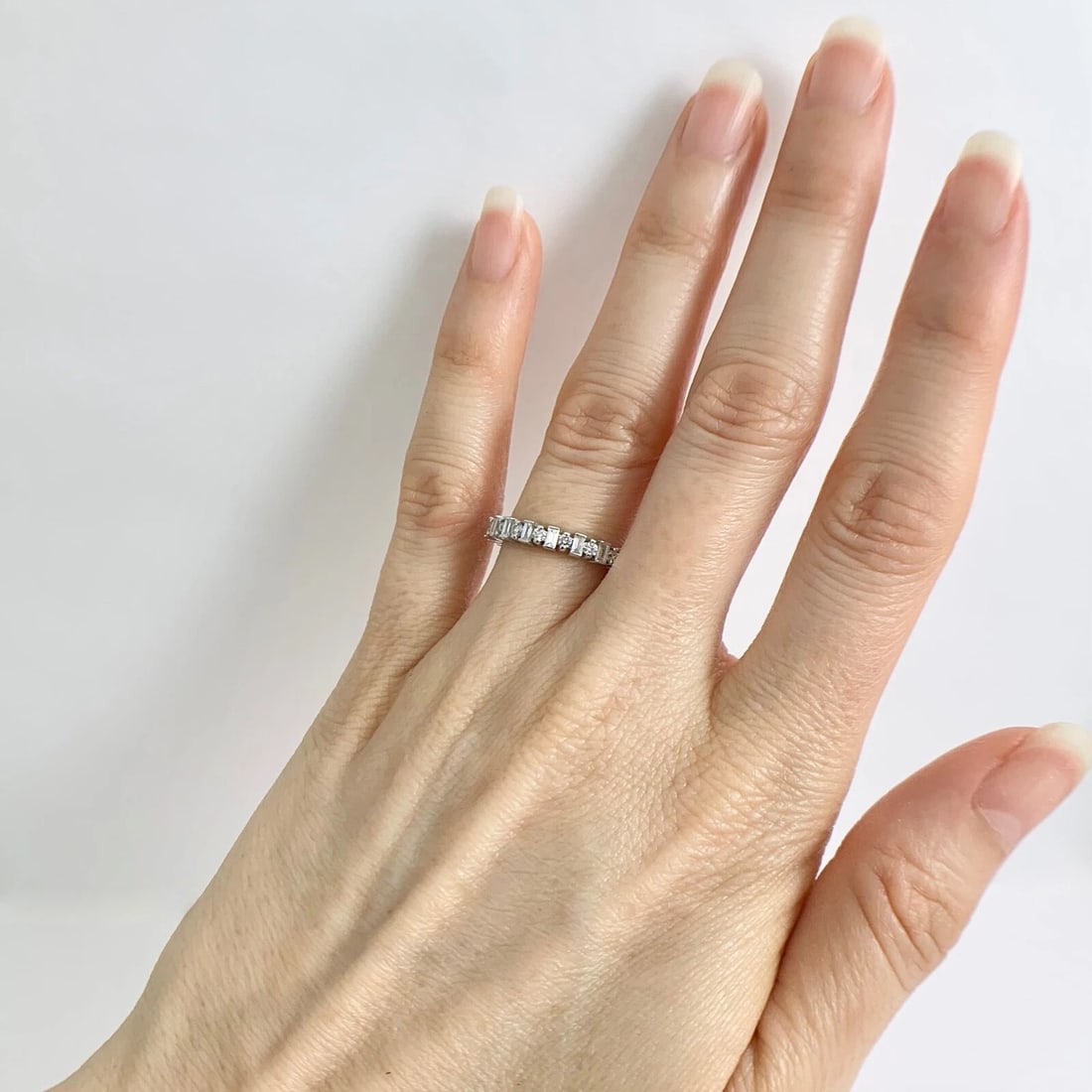 Multishape Diamond Eternity Ring Wedding Band 14K White Gold, Size 5.5, 1.00 CTW - 5