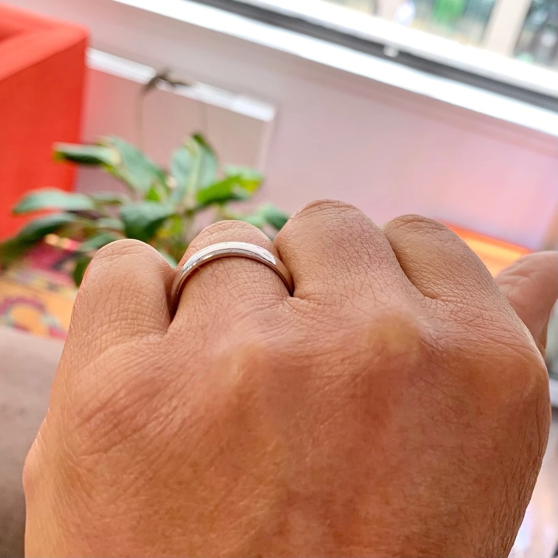 Men's Plain Wedding Band Ring 14K Whire Gold, Size 12, 4.7 mm, 6.62 Grams - 4