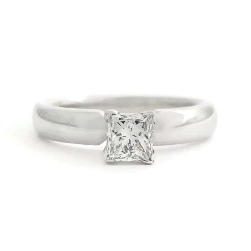 EGL Certified Princess Solitaire Diamond Engagement Ring 14K White Gold .52 CT - 2