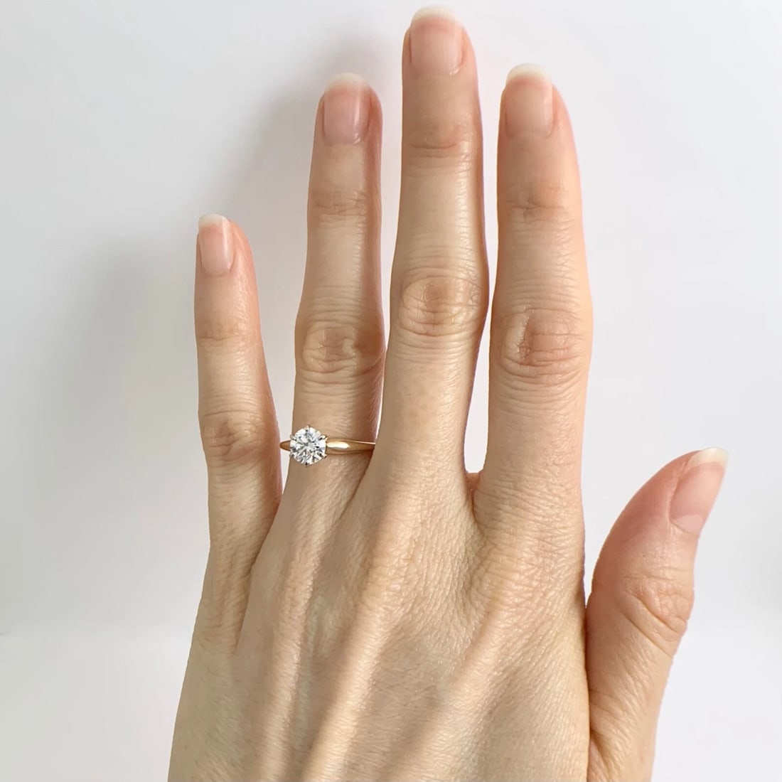 Round Solitaire 6-Prong Diamond Engagement Ring 14K Yellow Gold .80 CT - 3