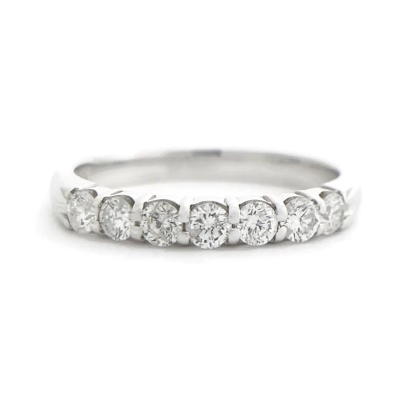 7-Stone Round Diamond Ring Wedding Band 14K White Gold .50 CTW - 2