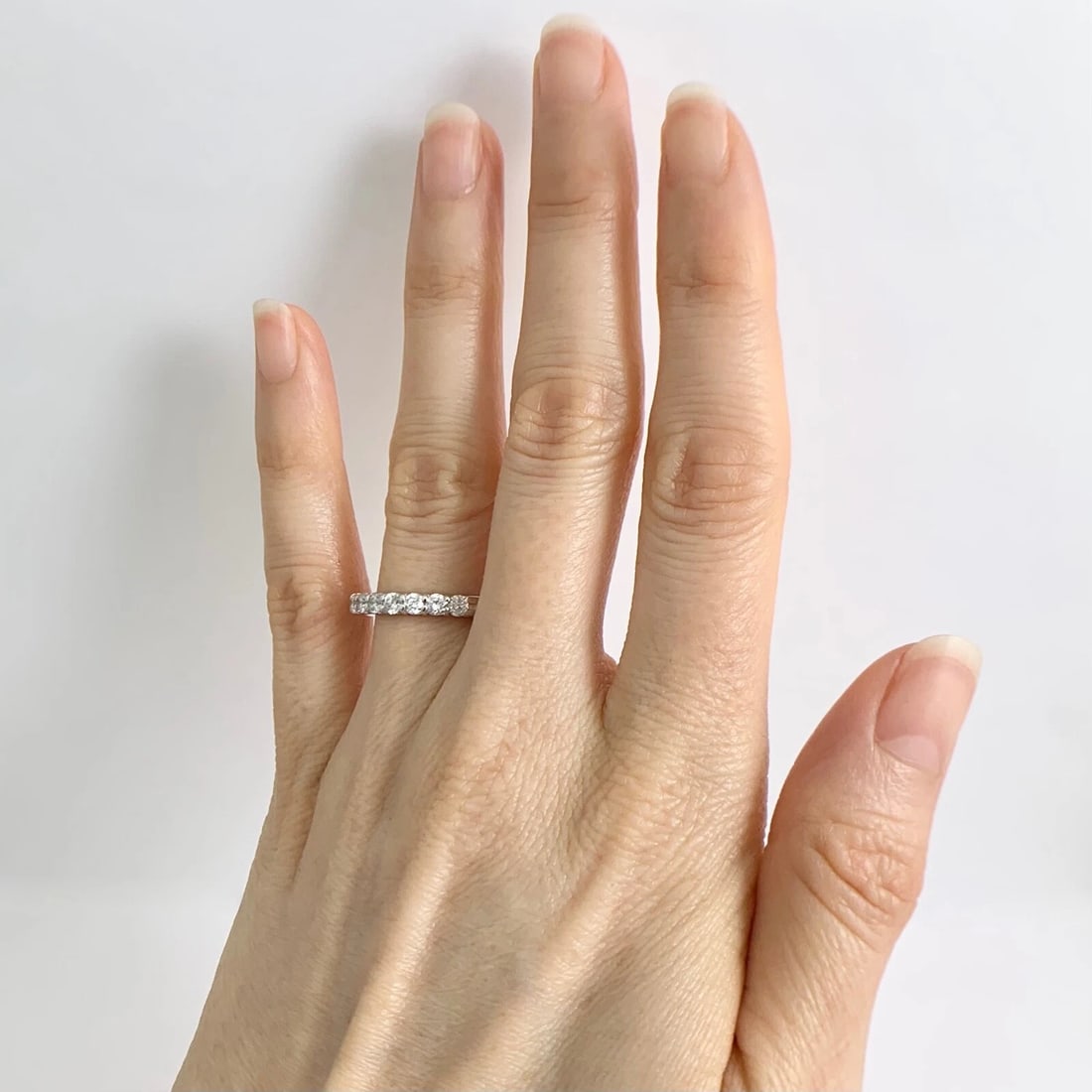 7-Stone Round Diamond Ring Wedding Band 14K White Gold .50 CTW - 4