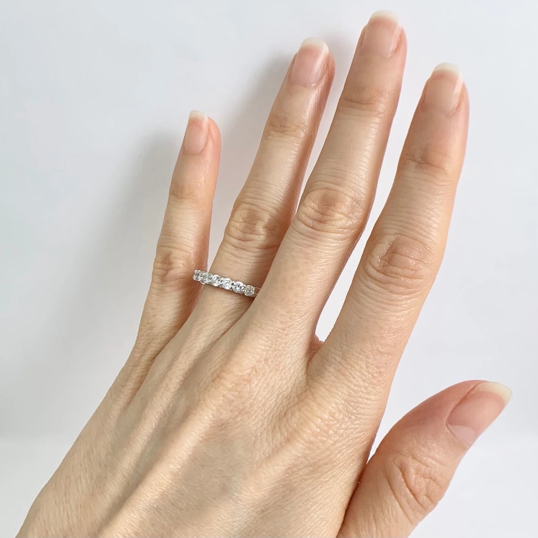 7-Stone Round Diamond Ring Wedding Band 14K White Gold .50 CTW - 5