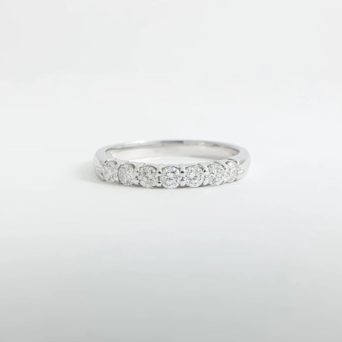 7-Stone Round Diamond Ring Wedding Band 14K White Gold .50 CTW - 7