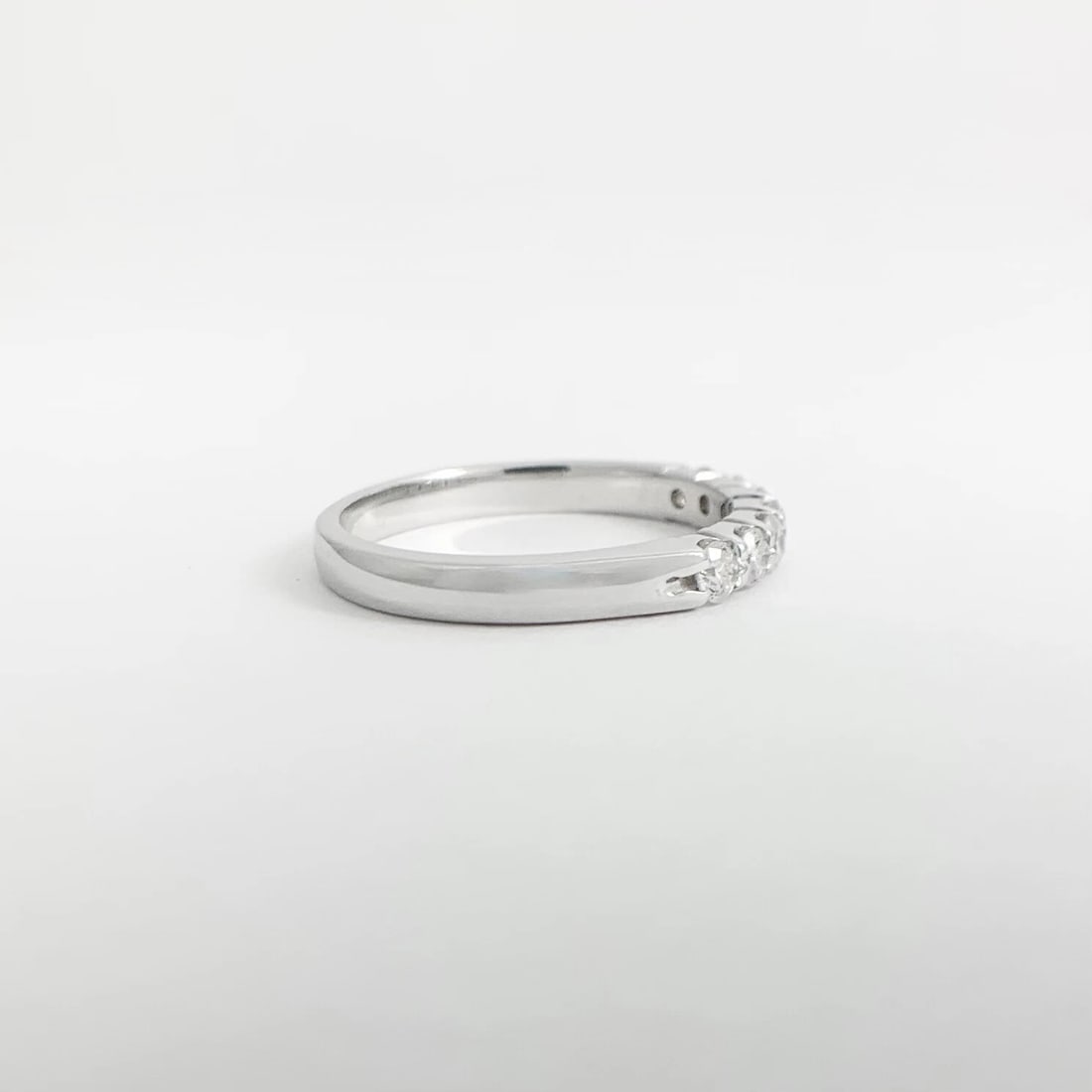 7-Stone Round Diamond Ring Wedding Band 14K White Gold .50 CTW - 8