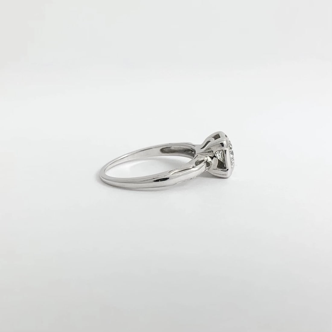 Solitaire Diamond Cushion Halo Engagement Ring 14K White Gold .60 CTW - 9