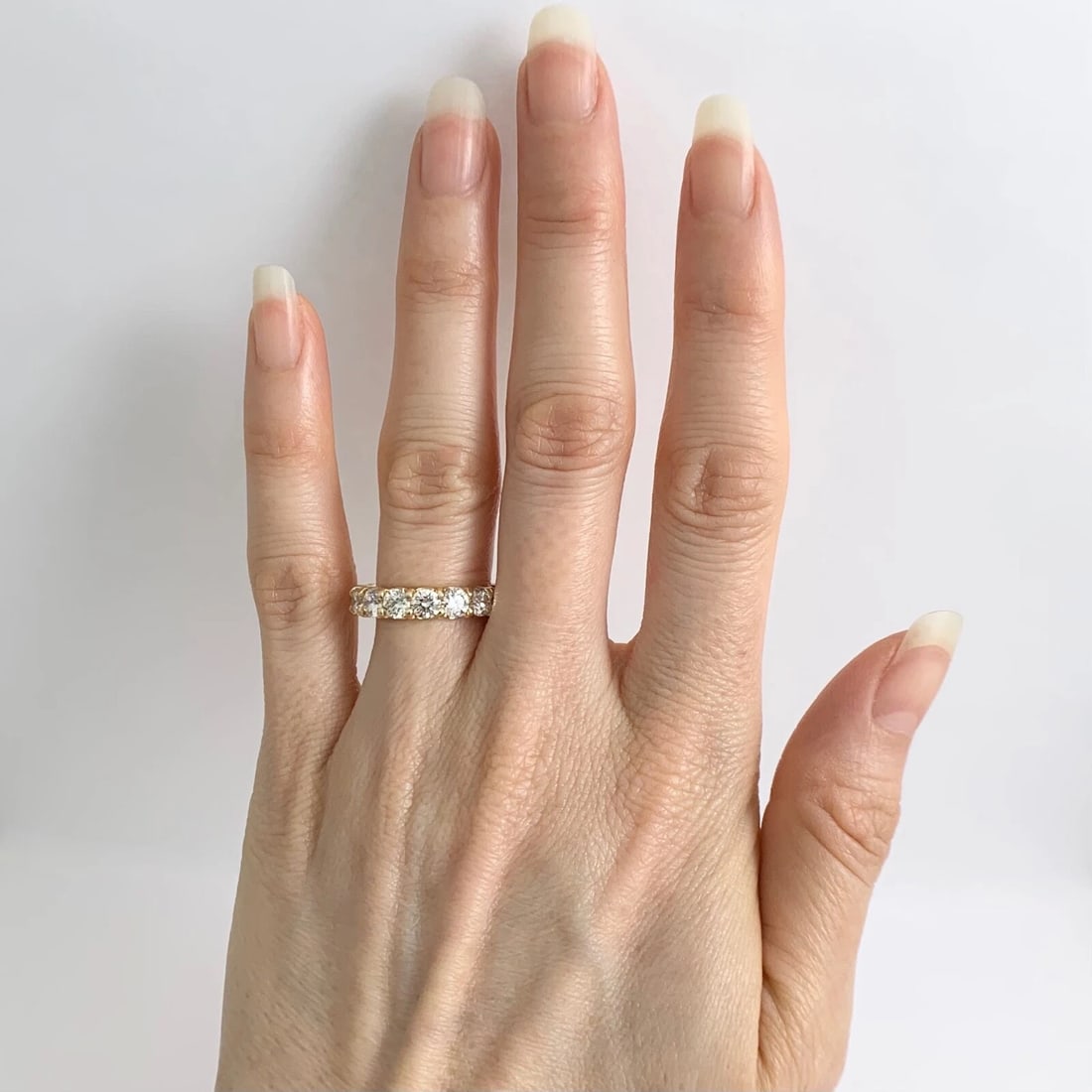 9-Stone Round Diamond Wedding Band Ring 14K Yellow Gold 1.98 CTW, 4.2 mm - 3