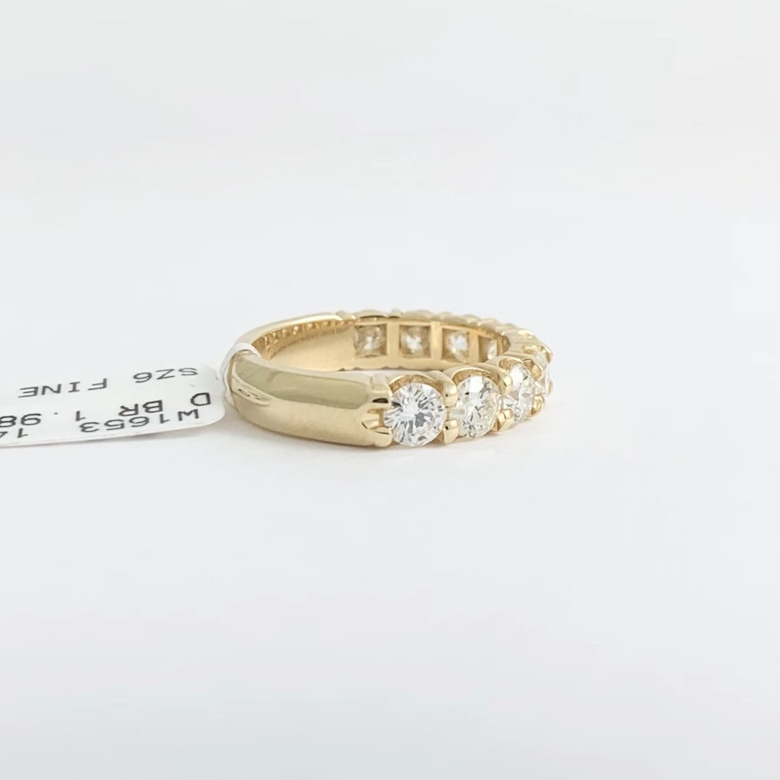 9-Stone Round Diamond Wedding Band Ring 14K Yellow Gold 1.98 CTW, 4.2 mm - 7