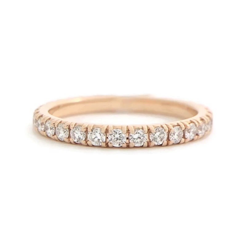 Round Diamond Eternity Ring Wedding Band 14K Pink Rose Gold Size 6.25, .71 CTW - 2