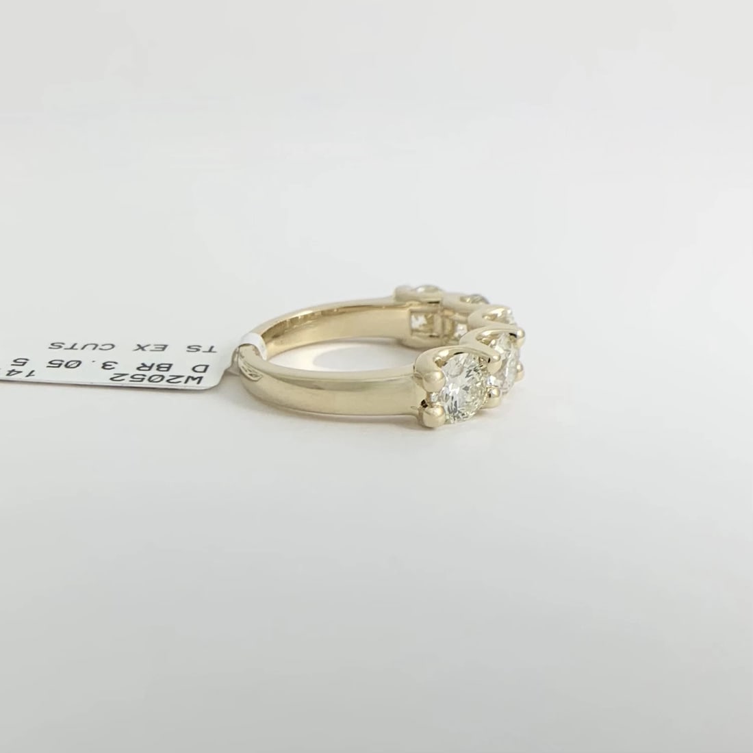 5-Stone Round Diamond Wedding Band Ring 14K Yellow Gold, 3.05 CTW - 10