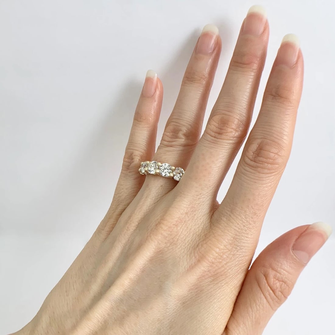 5-Stone Round Diamond Wedding Band Ring 14K Yellow Gold, 3.05 CTW - 7