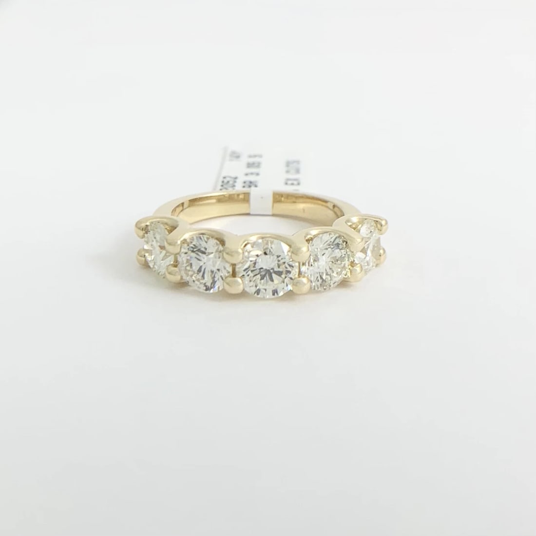 5-Stone Round Diamond Wedding Band Ring 14K Yellow Gold, 3.05 CTW - 9