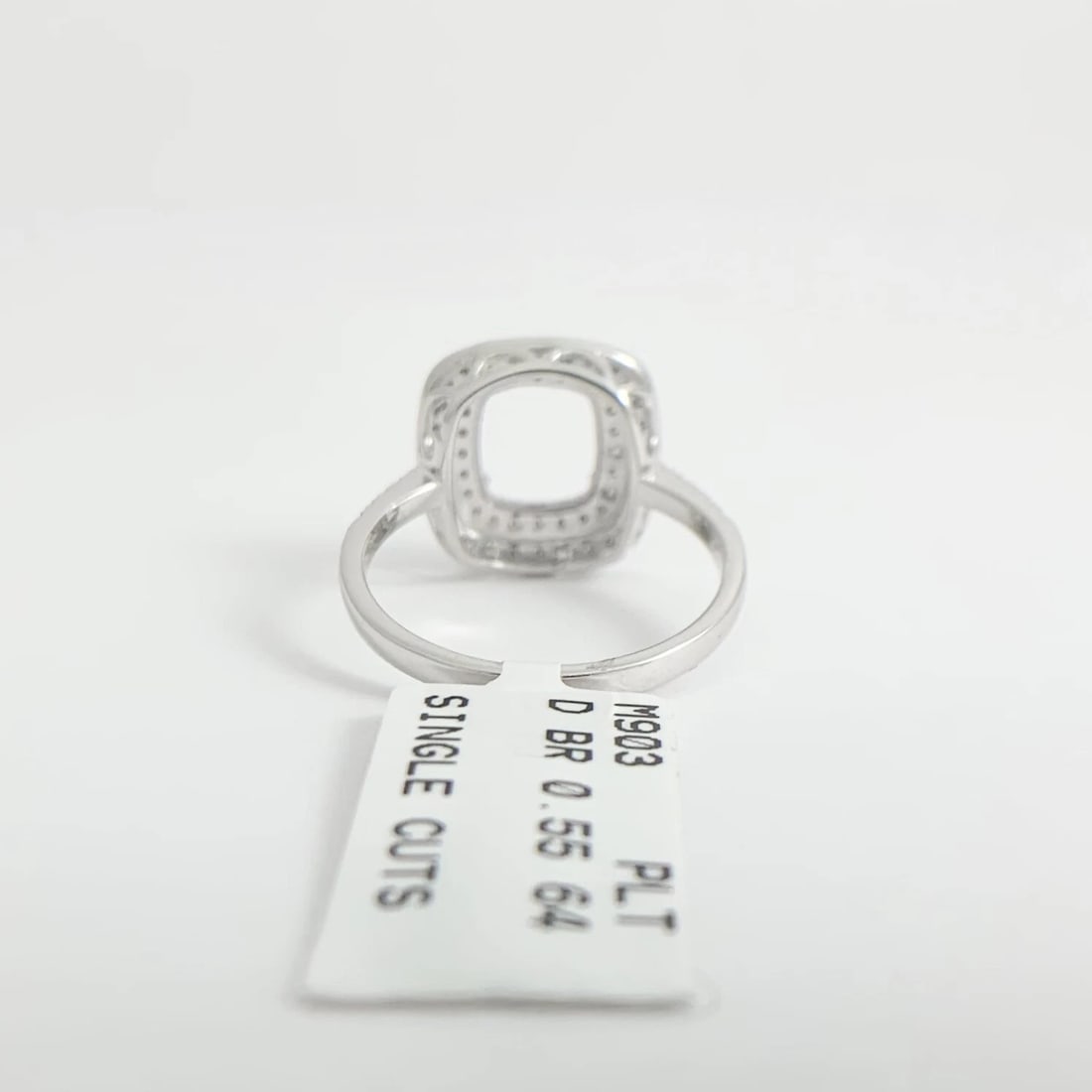 Double Cushion Halo Diamond Engagement Ring Setting Mounting Platinum .55 CTW - 12