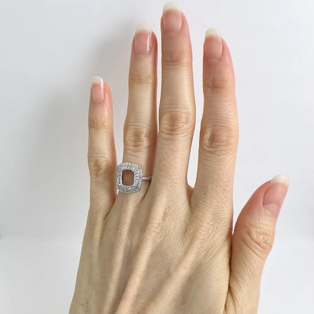 Double Cushion Halo Diamond Engagement Ring Setting Mounting Platinum .55 CTW - 4