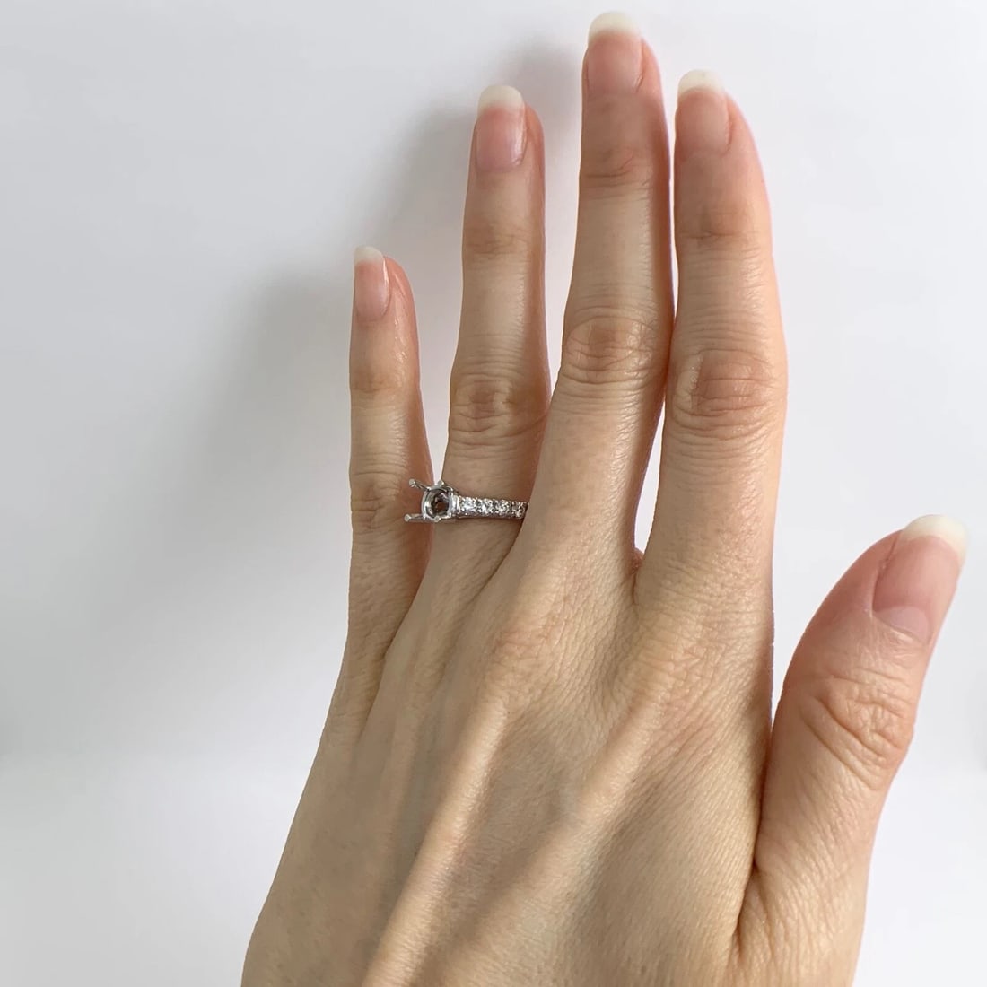 Lucida Round Diamond Engagement Ring Setting Mounting 14K White Gold .35 CTW - 4