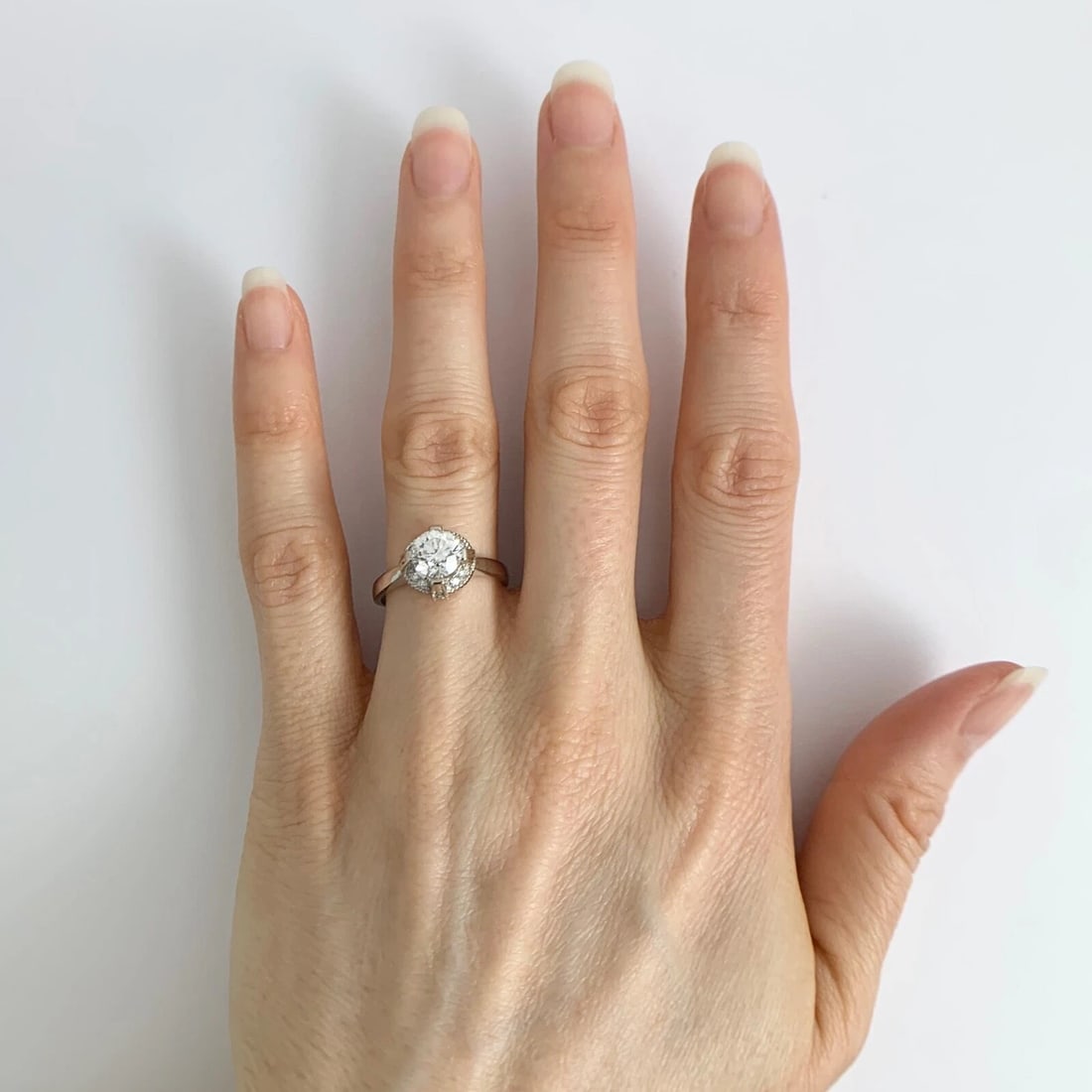 Round Pave Milgrain Diamond Engagement Ring Setting Mounting Platinum .24 CTW - 7