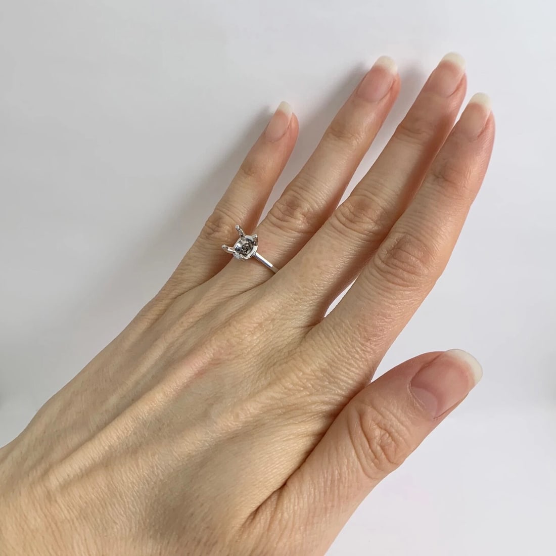 Round Diamond Hidden Halo Engagement Ring Setting Mounting 14K White Gold - 4