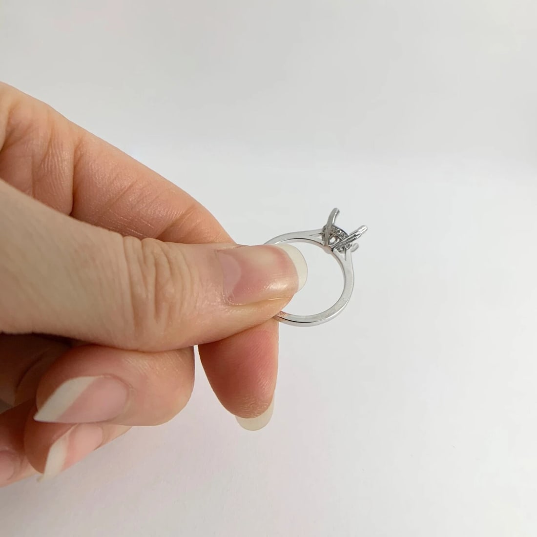 Round Diamond Hidden Halo Engagement Ring Setting Mounting 14K White Gold - 6