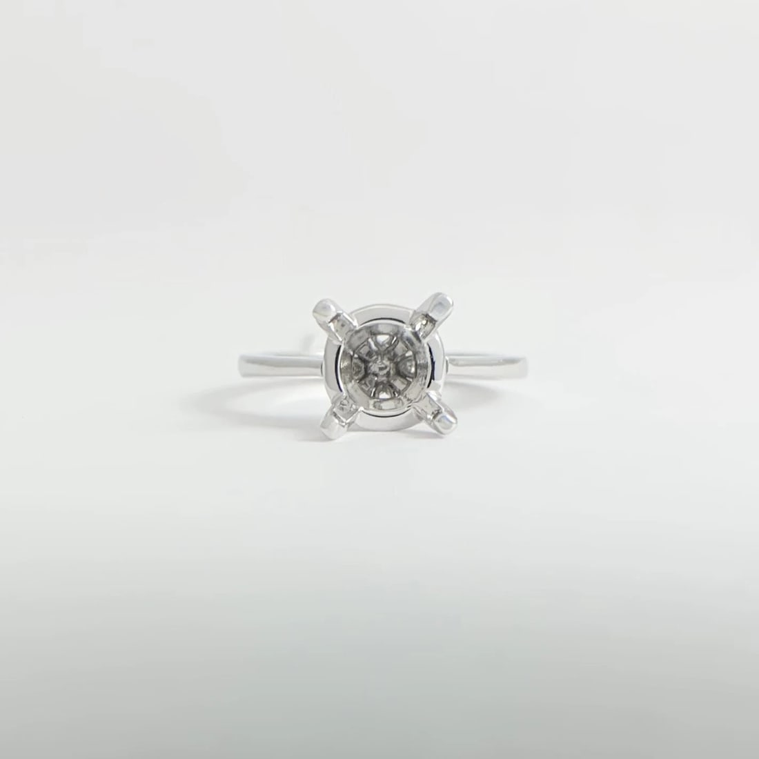 Round Diamond Hidden Halo Engagement Ring Setting Mounting 14K White Gold - 9