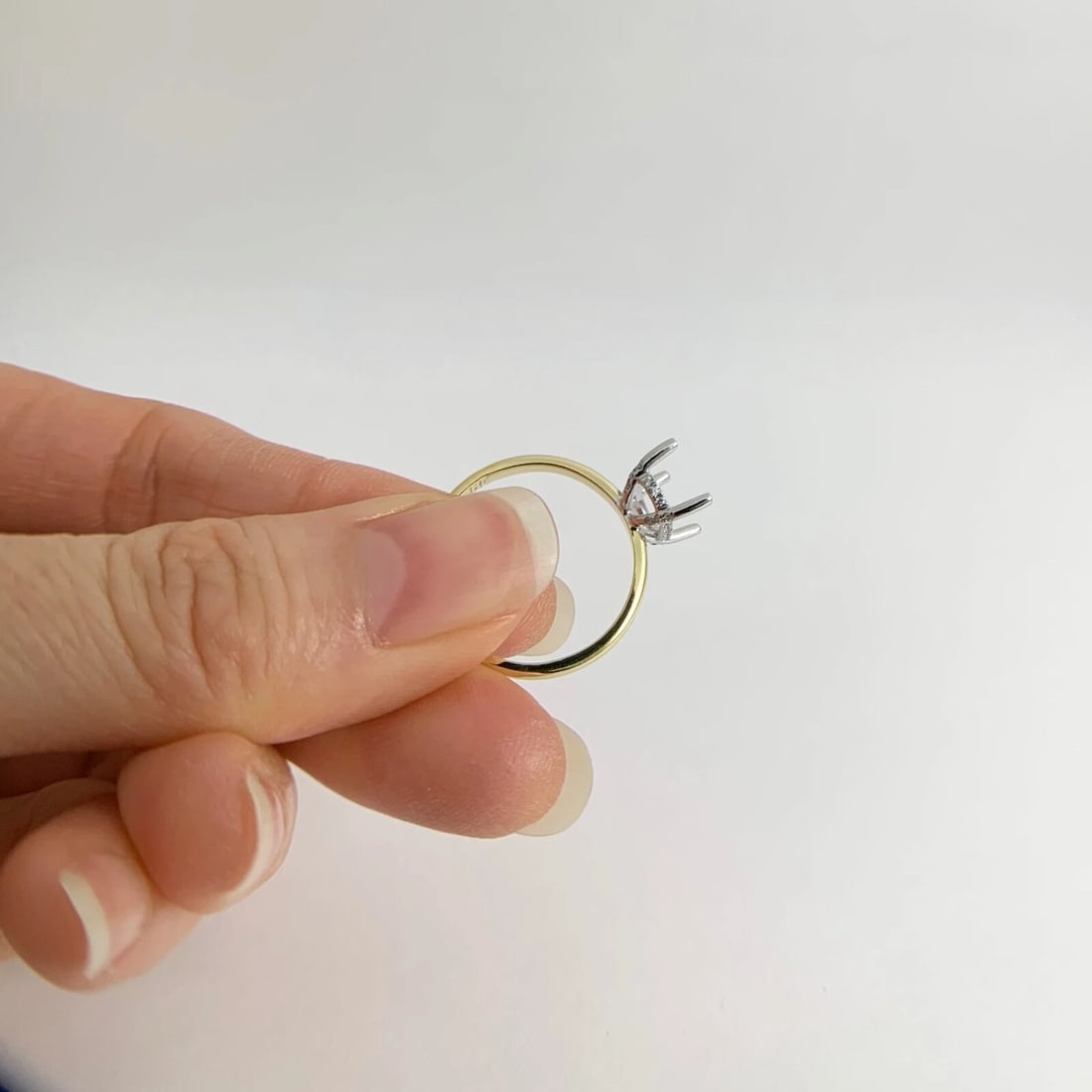 Oval Diamond Hidden Halo Engagement Ring Setting Mounting 18K Yellow Gold - 6