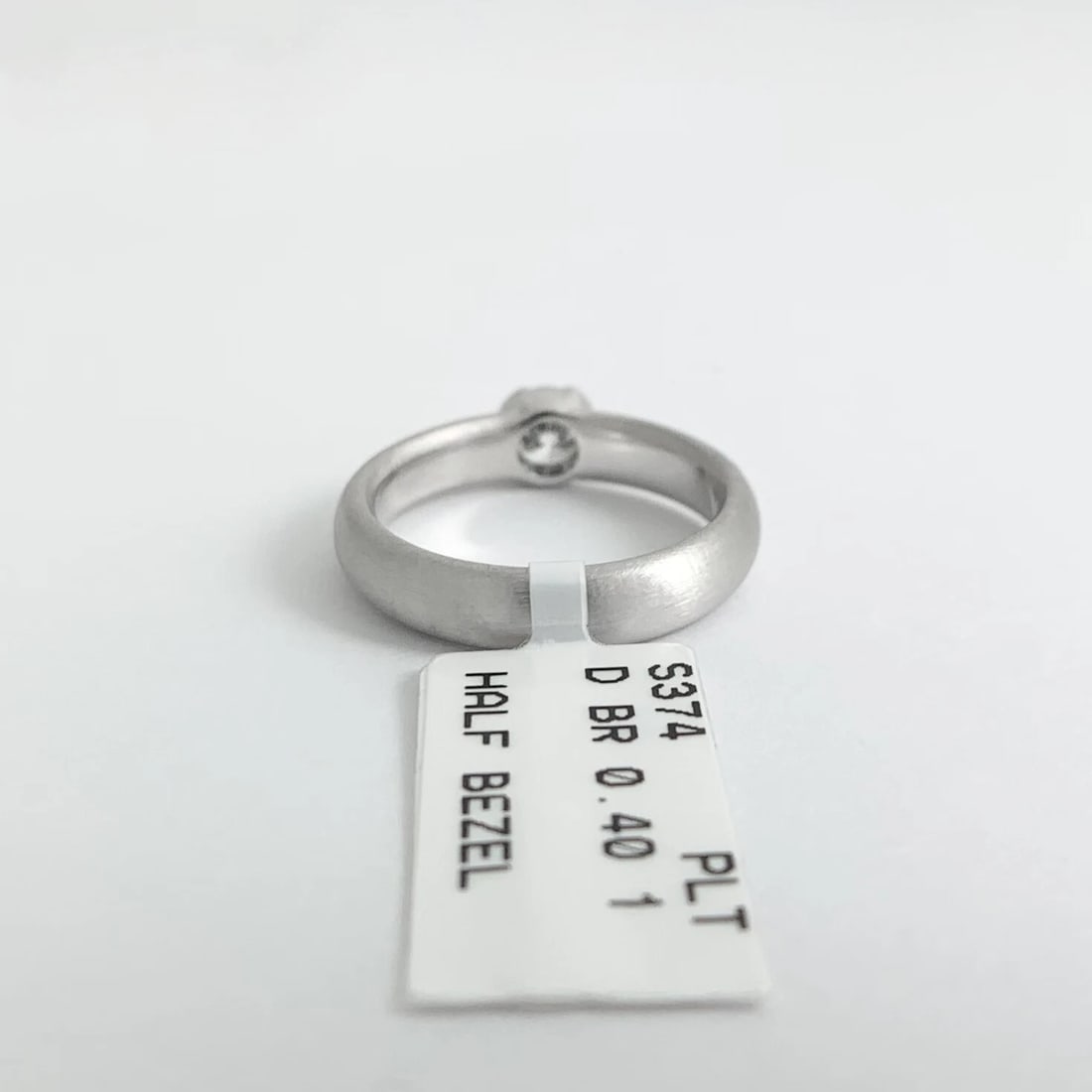 Round Wide Bezel Solitaire Diamond Engagement Ring Satin Platinum .40 CT - 10