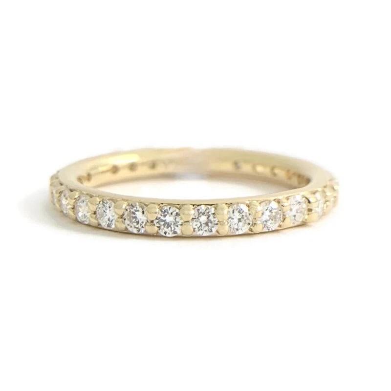 Diamond Eternity Wedding Band Ring 14K Yellow Gold, Size 4.25, 2.1 mm, .60 CTW - 2