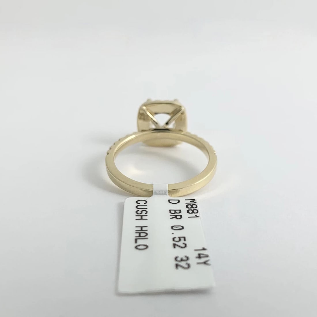 Cushion Halo Diamond Engagement Ring Setting Mounting 14K Yellow Gold, 3.29 Gr - 11