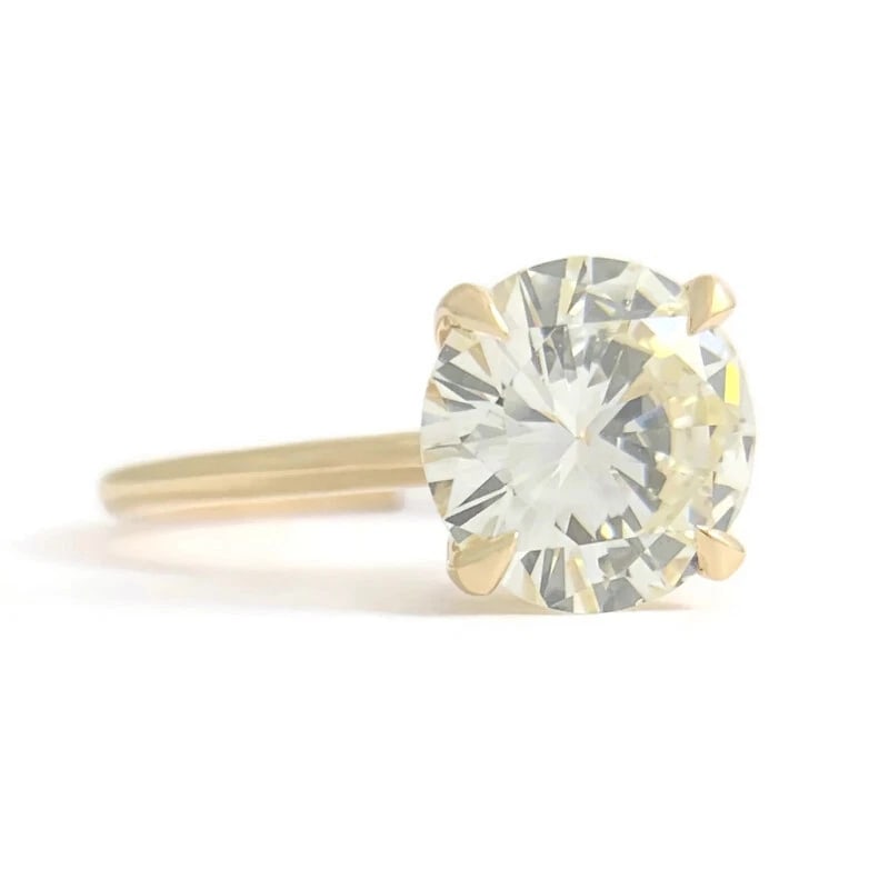 Round Solitaire Diamond Engagement Ring Thin Band 14K Yellow Gold 1.83 CT - 2