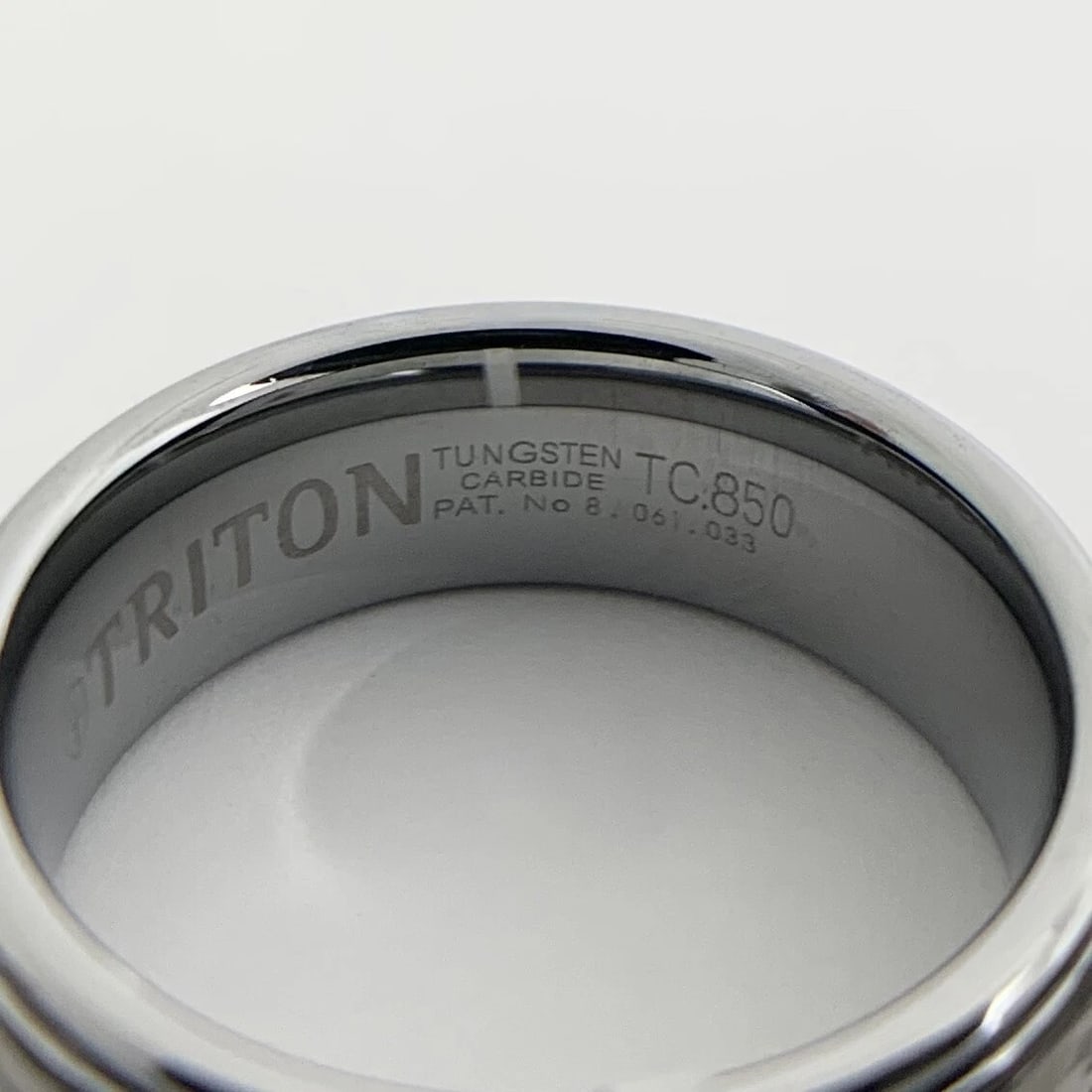 Men's Wide Grey Camouflage Wedding Band Ring in Tungsten Size 10, 8 mm - 10