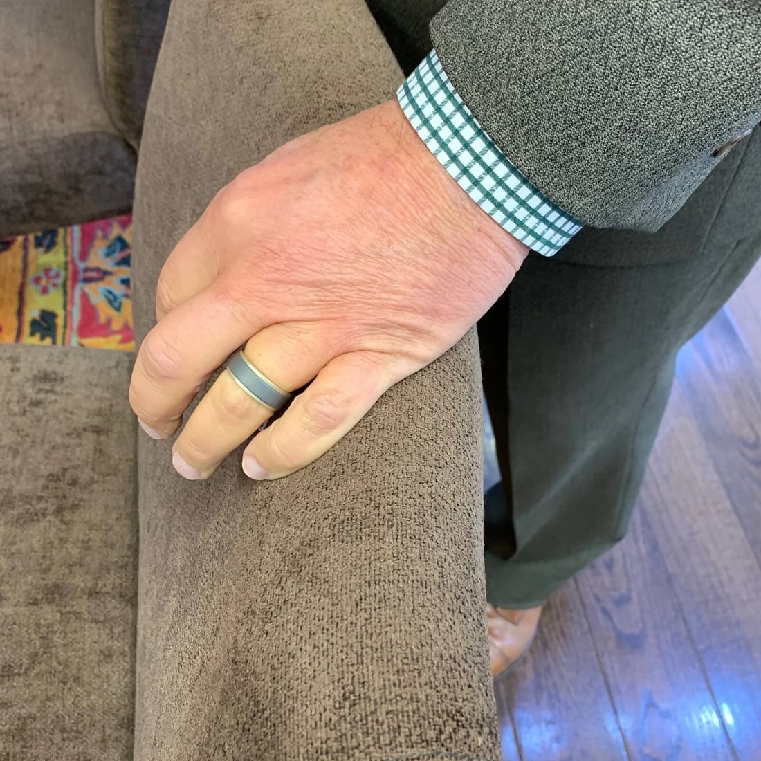 Men's Sandblasted Tungsten Wedding Band Ring 18K Yellow Gold, Size 10, 8 mm - 3