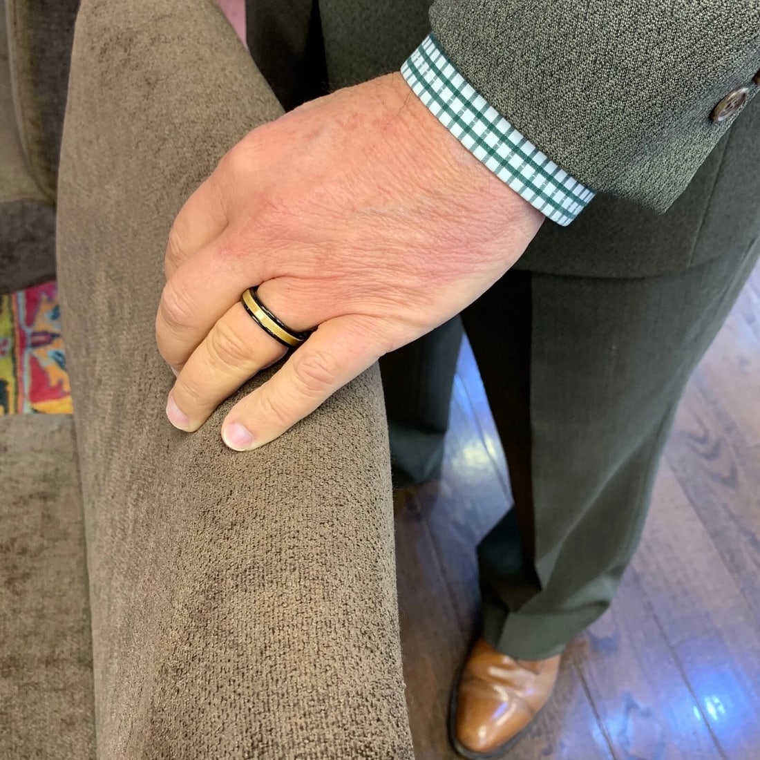 Men's Wood Insert Black Wedding Band Ring in Tungsten Size 10, 6 mm - 3