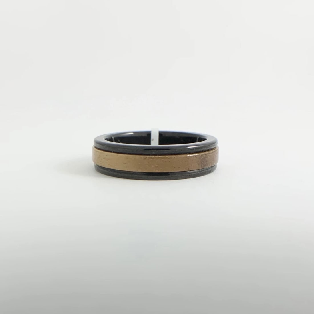 Men's Wood Insert Black Wedding Band Ring in Tungsten Size 10, 6 mm - 8