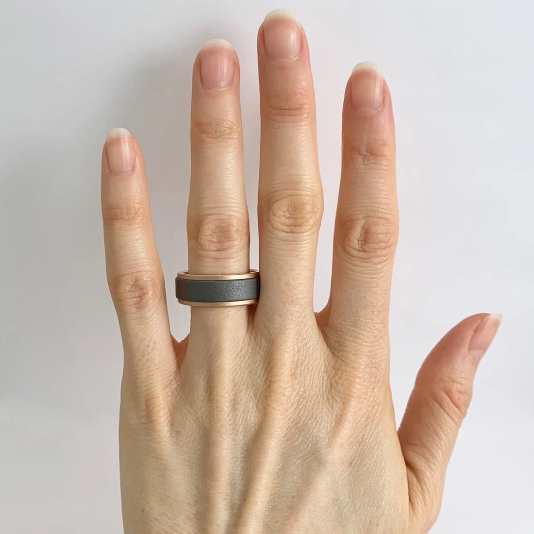 Men's Sandblasted Tungsten Wedding Band Ring in 18K Rose Gold, Size 10, 8 mm - 4