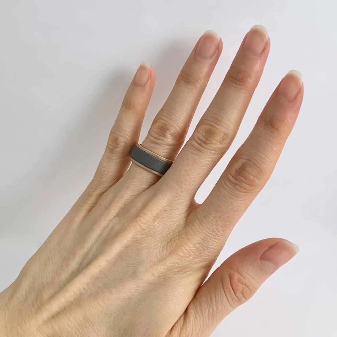 Men's Sandblasted Tungsten Wedding Band Ring in 18K Rose Gold, Size 10, 8 mm - 6