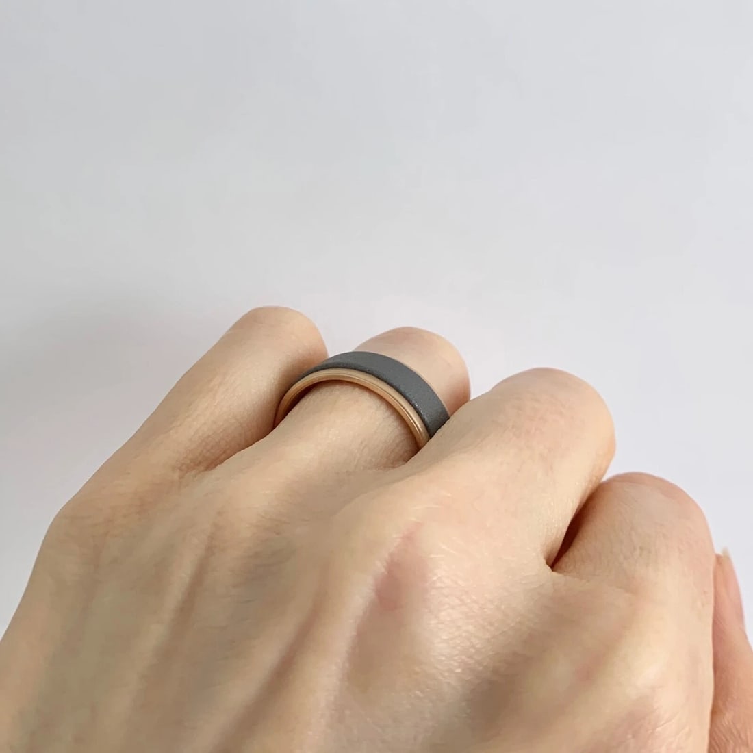 Men's Sandblasted Tungsten Wedding Band Ring in 18K Rose Gold, Size 10, 8 mm - 7