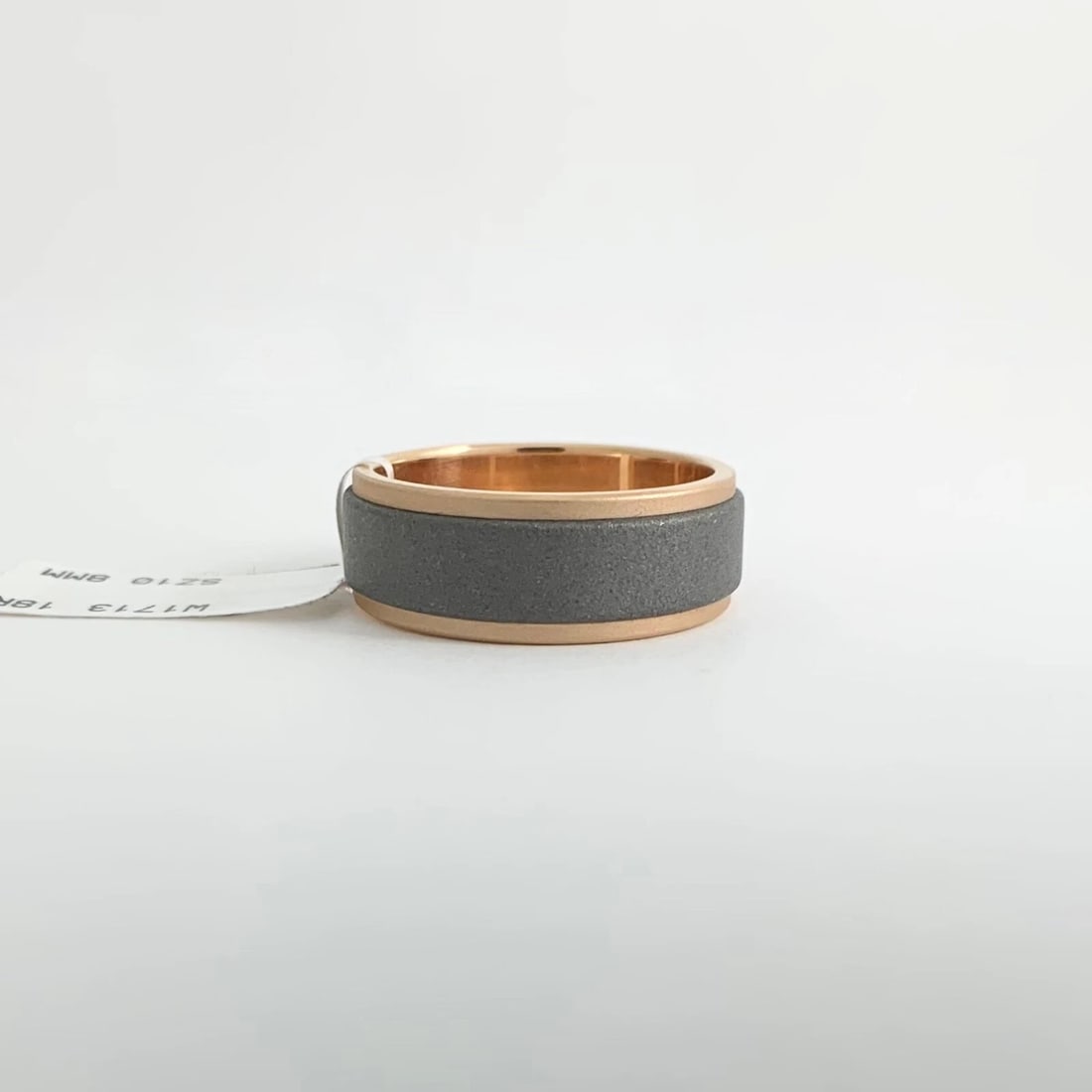 Men's Sandblasted Tungsten Wedding Band Ring in 18K Rose Gold, Size 10, 8 mm - 9