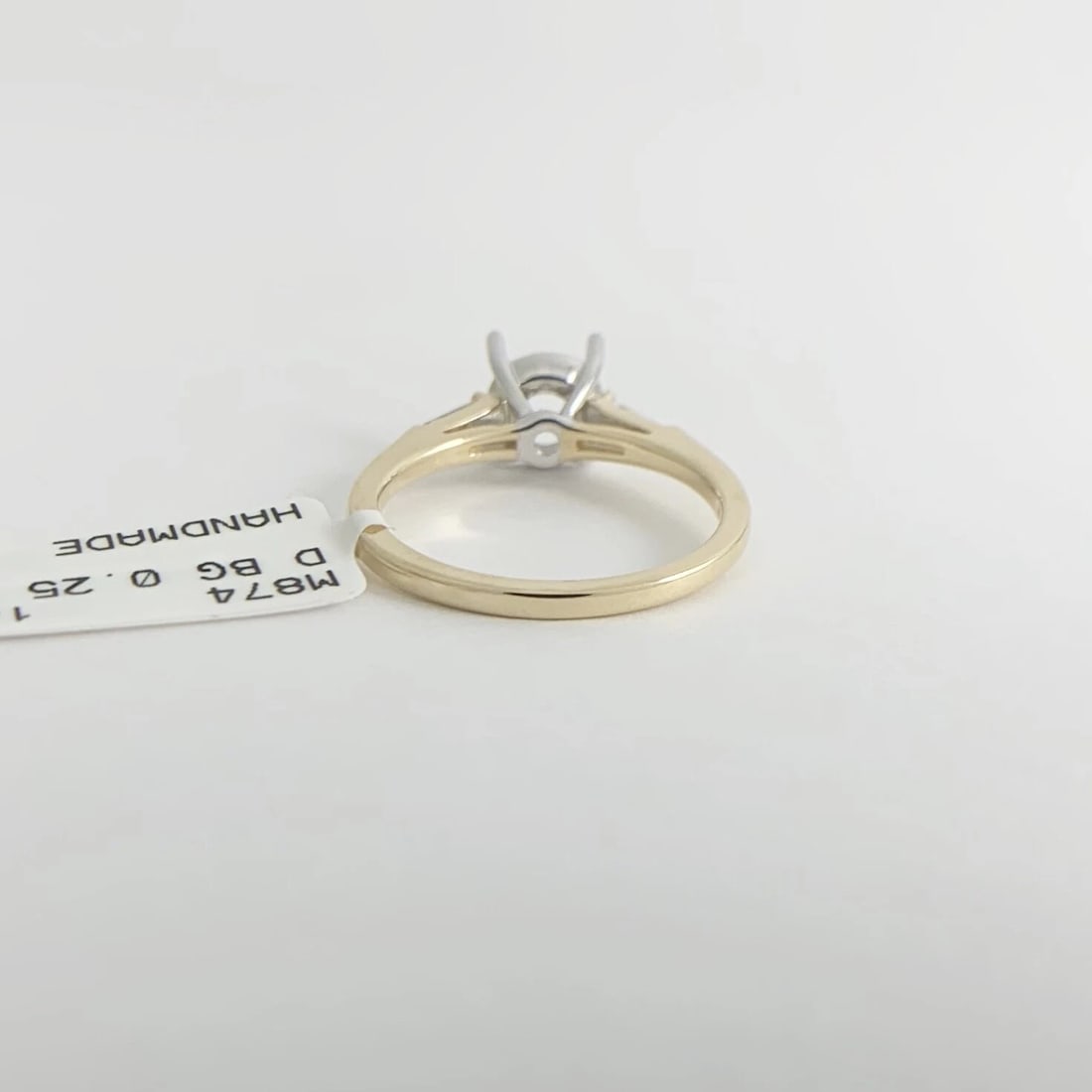 Thin Tapered Baguette Diamond Engagement Ring Setting Mounting 14K Yellow Gold - 11