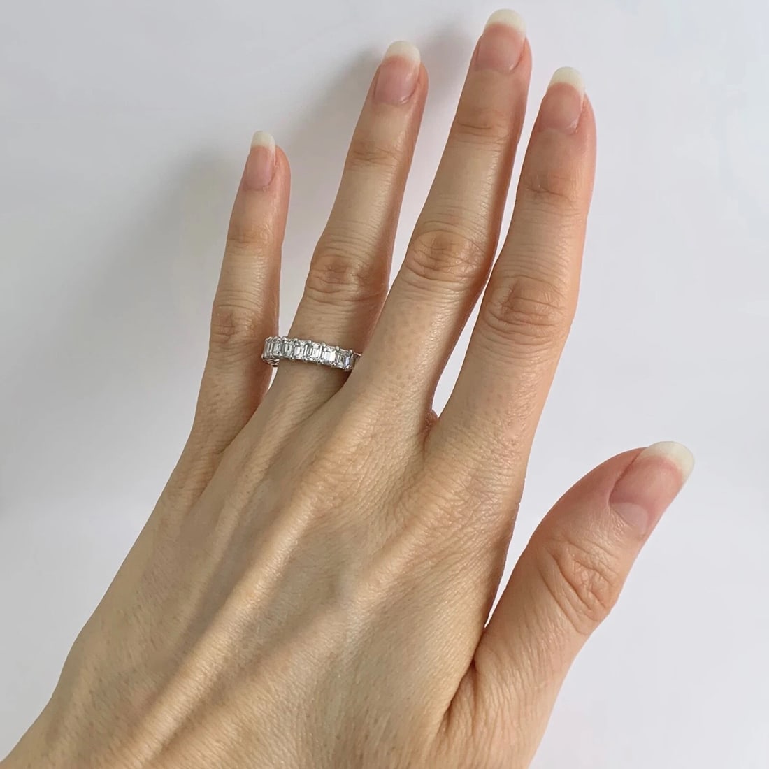 Emerald Cut Diamond Eternity Wedding Band Ring Platinum, Size 7.25, 4.57 CTW - 4