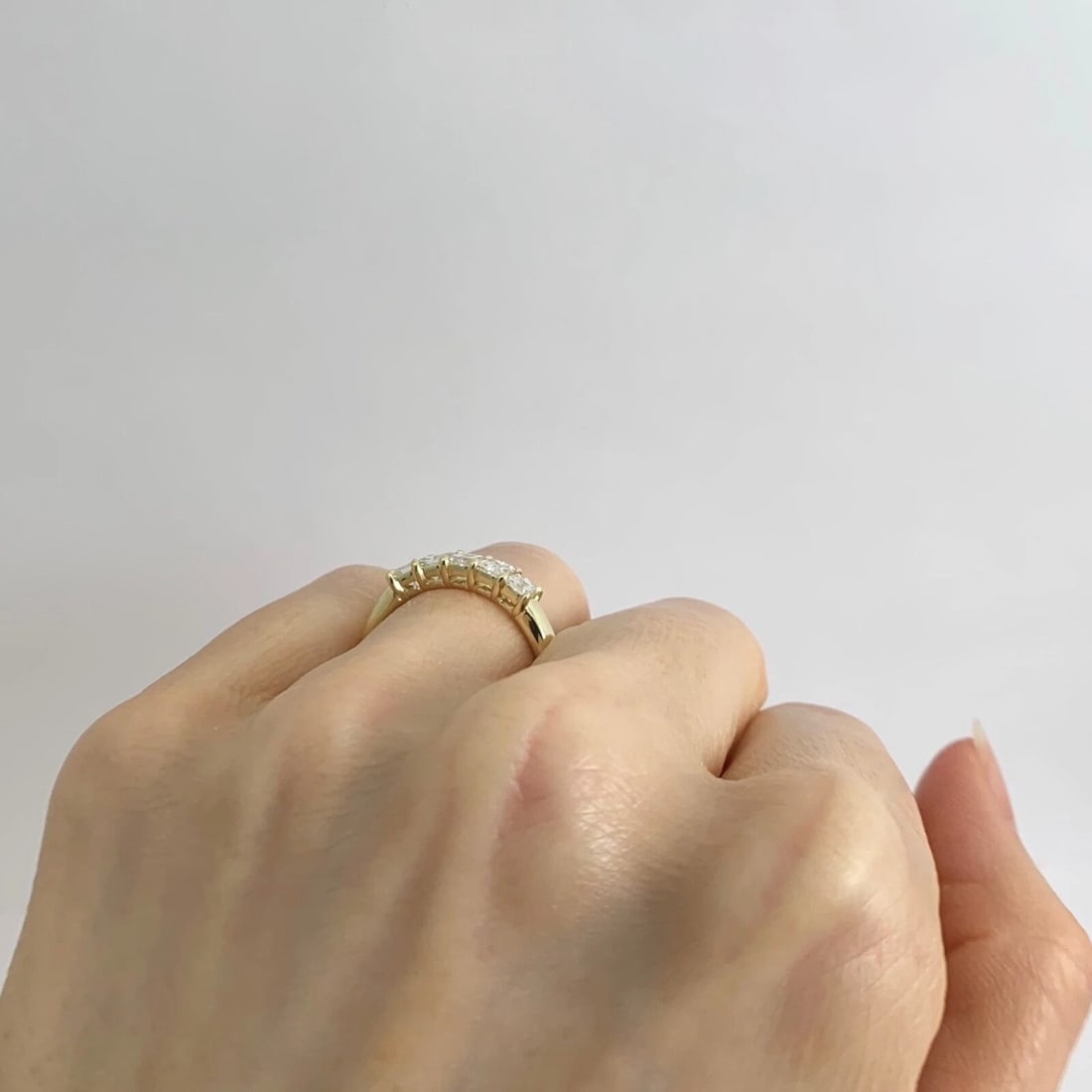 5-Stone Emerald Cut Diamond Wedding Band Ring 18K Yellow Gold, 1.37 CTW - 6