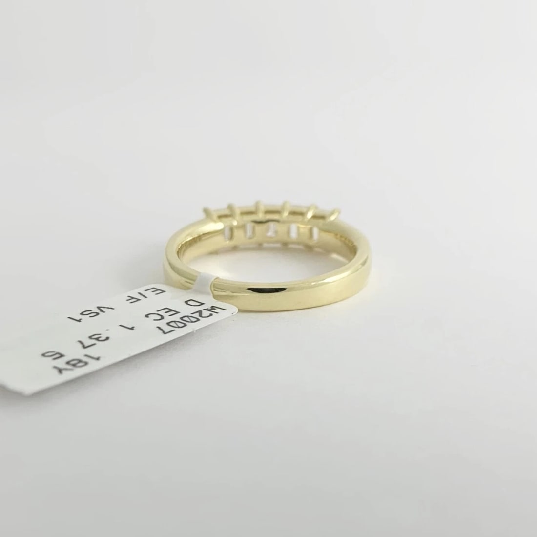 5-Stone Emerald Cut Diamond Wedding Band Ring 18K Yellow Gold, 1.37 CTW - 9