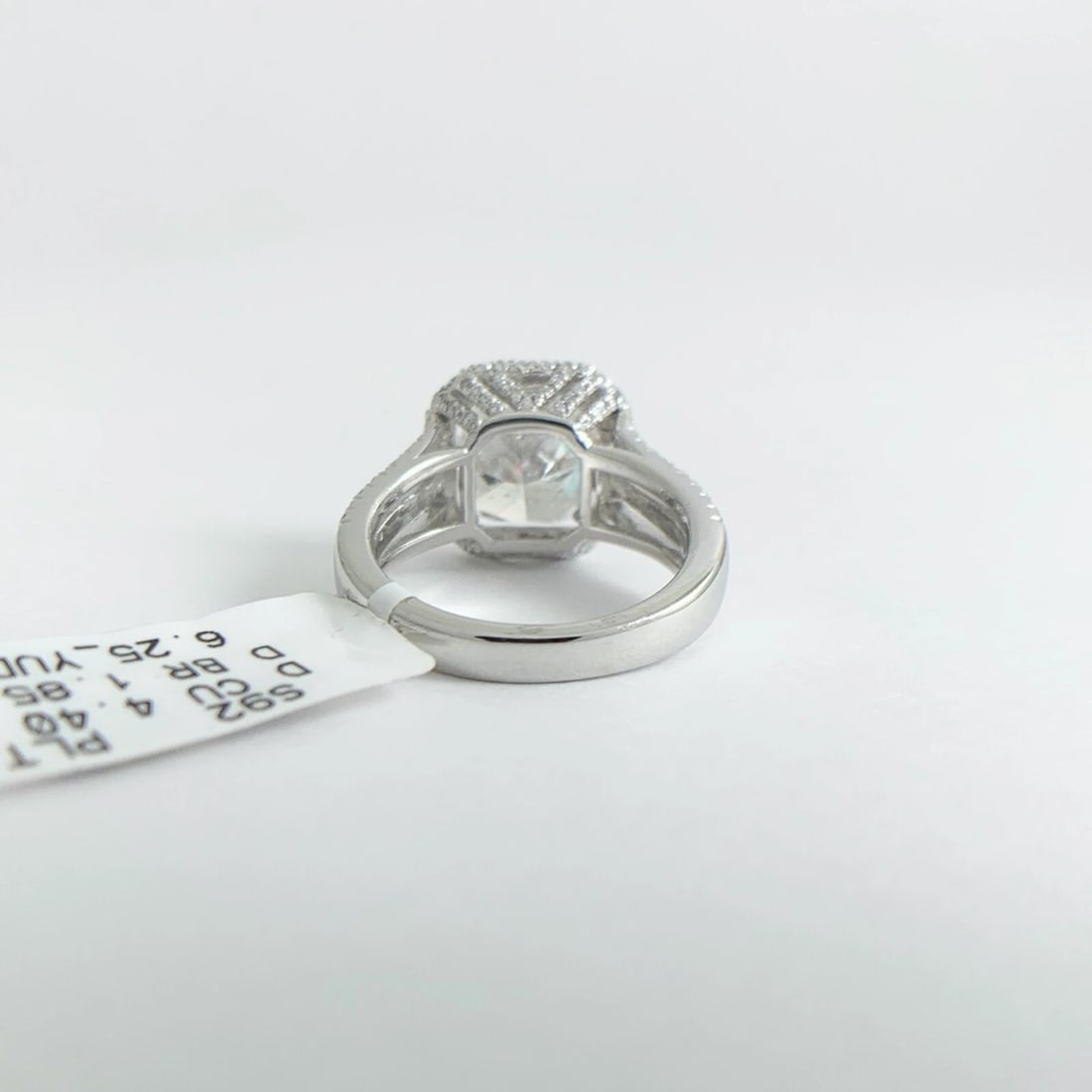 Cushion Halo 3-Row Split Shank Diamond Engagement Ring Platinum 6.25 CTW - 9