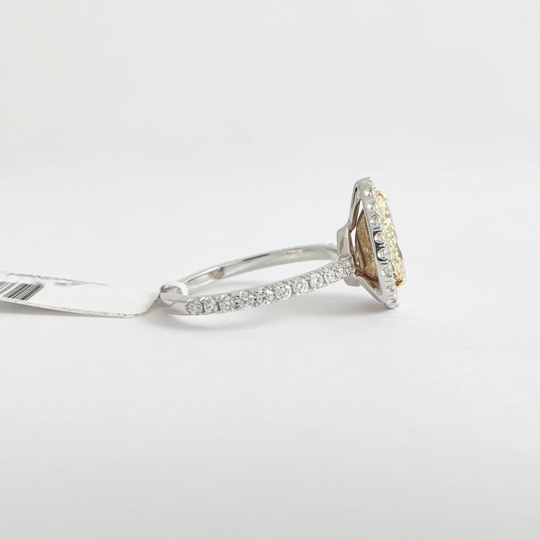 GIA Fancy Yellow Pear Diamond Halo Engagement Ring 18K White Gold, 1.72 CTW - 9