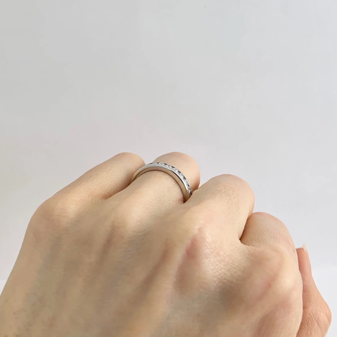 Round Diamond Channel-Set Eternity Ring Wedding Band 14K White Gold, Size 6 - 6