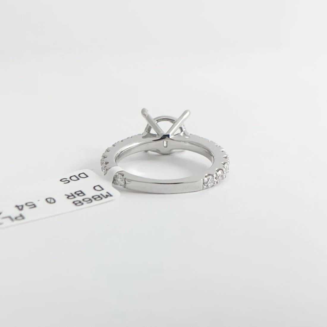 4-Prong Diamond Band Engagement Ring Setting Mounting Platinum .54 CTW - 11