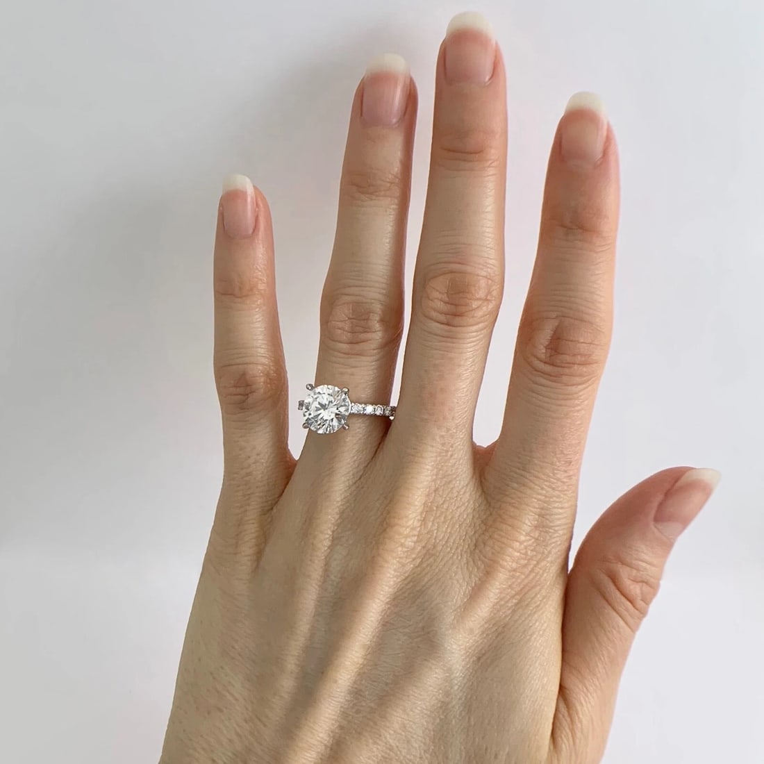 4-Prong Diamond Band Engagement Ring Setting Mounting Platinum .54 CTW - 7