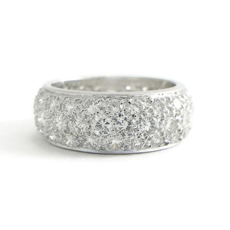 Wide Pave Diamond Eternity Wedding Band Ring 18K White Gold, 1.71 CTW, Size 6.25 - 2