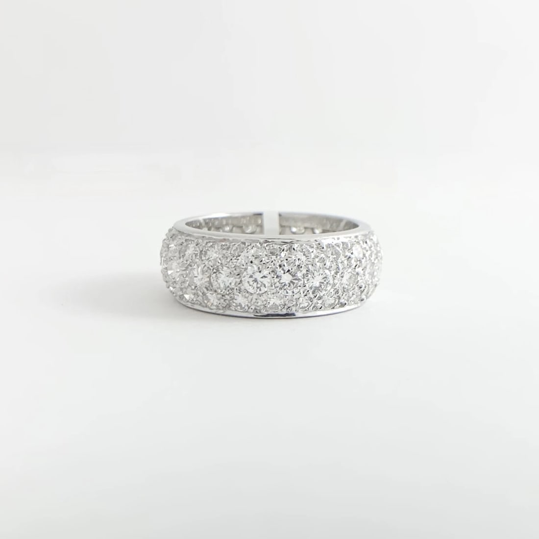 Wide Pave Diamond Eternity Wedding Band Ring 18K White Gold, 1.71 CTW, Size 6.25 - 6