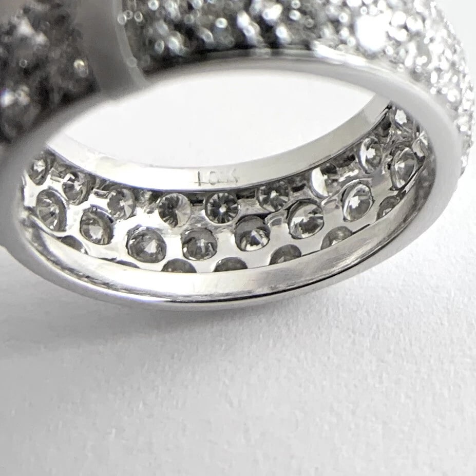 Wide Pave Diamond Eternity Wedding Band Ring 18K White Gold, 1.71 CTW, Size 6.25 - 8