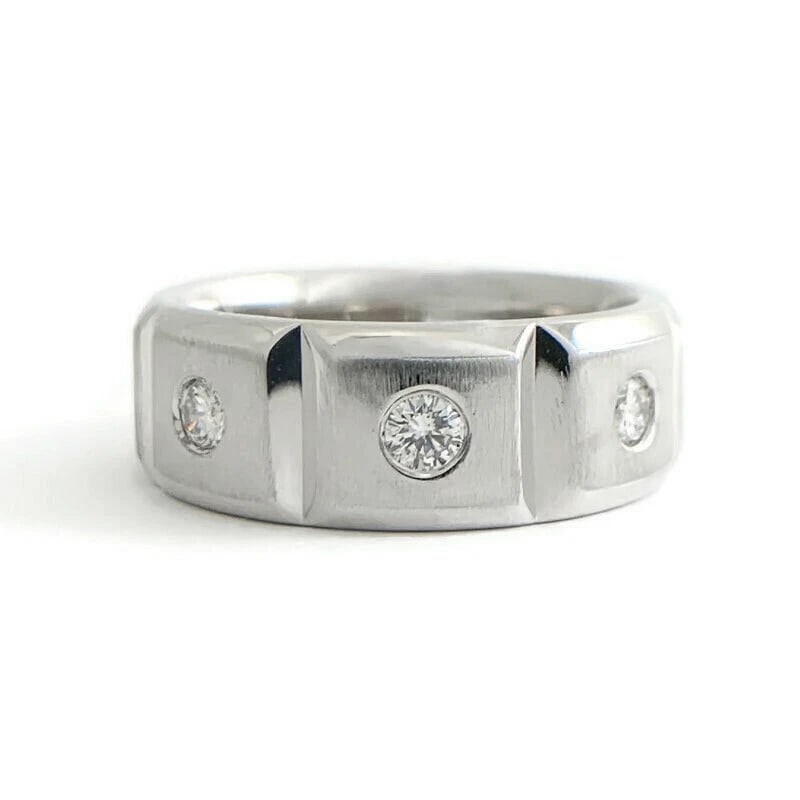 Men's Burnished Diamond Wide Wedding Band Ring 14K White Gold, .60 CTW, 12.47 Gr (1 of 9)