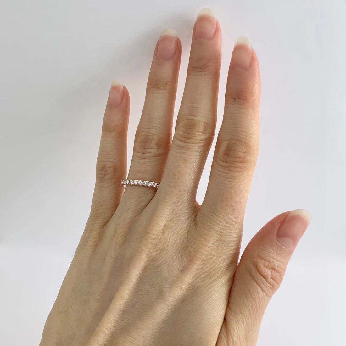 Thin Round Diamond Eternity Wedding Band Ring 14K Pink Rose Gold .65 CTW, Size 6 - 4